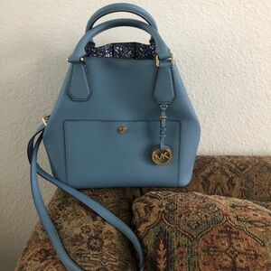 Michael Kors Collection Sky Blue Tote with Gold Charm